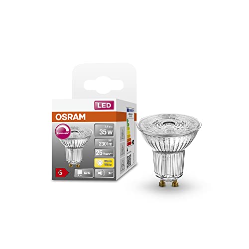 OSRAM Superstar Reflektorlampe für GU10-Sockel, klares Glas ,Warmweiß (2700K), 230 Lumen, Ersatz für herkömmliche 35W-Leuchtmittel, dimmbar, 1-er Pack von Osram