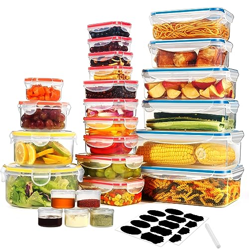 50 PCS Lebensmittel-Aufbewahrungsbehälter mit Deckel Luftdichte Kunststoff-Lebensmittelbehälter für Küche und Vorratskammer BPA-freie Aufbewahrungsbehälter - auslaufsicher, wiederverschließbar von OSTBA APPLIANCE