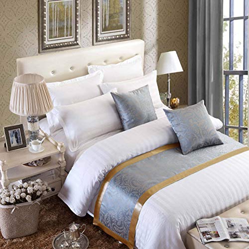 OSVINO Bettläufer Jacquard Modern Luxus Glatt Dekorative Bettdecken für Schlafzimmer Hotelzimmer, Gold 180x 50cm für 120cm Bett von OSVINO