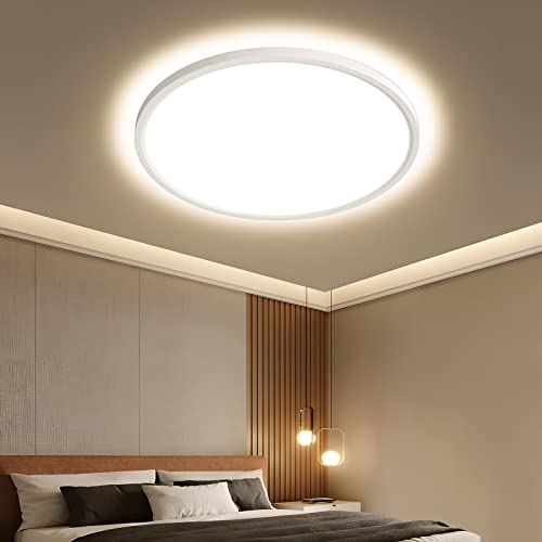 OTREN LED Deckenlampe Flach 36W, 3000K Warmweiß Rund Badlampe, 3240LM Deckenleuchte Panel für Bad Schlafzimmer Flur Küche Wohnzimmer Balkon, Ø30CM, IP44 von OTREN