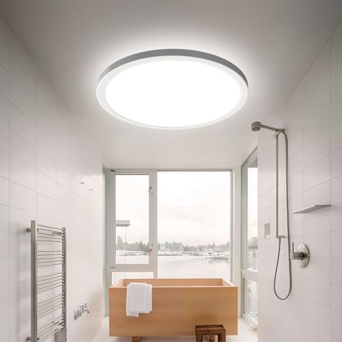 OTREN Deckenlampe LED Rund Deckenleuchte: LED Deckenleuchte Flach - Badezimmer Decke Lampe für Wohnzimmer Schlafzimmer Flur Küche 4000K 22CM 18W von OTREN