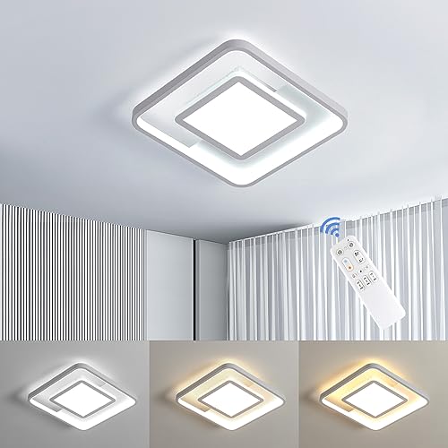 OTREN LED Deckenleuchte Dimmbar, 30W Deckenlampe mit Fernbedienung, Quadrata Led Lampe für Schlafzimmer Wohnzimmer Küche, 3000K-6500K, Ø30CM von OTREN