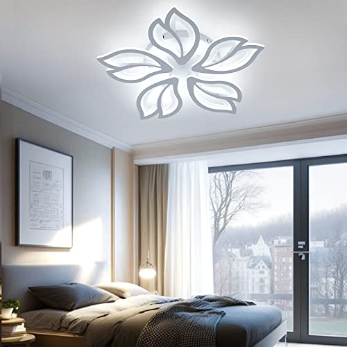 OTREN LED Deckenleuchte Modern, 48W Lampen Deckenlampen für Küche Wohnzimmer Schlafzimmer, 6500K Kaltesweiß, 4800LM, 5 Blütenblättern von OTREN