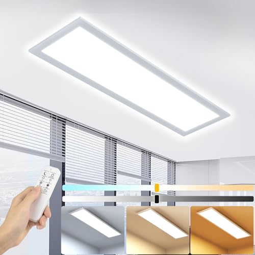 OTREN LED Deckenleuchte Panel 58x20cm, 26W Dimmbar Rechteck Deckenlampe mit Fernbedienung, 2800K-6000K LED Panel Ultra Flach für Wohnzimmer Küche Schlafzimmer Flur Büro von OTREN