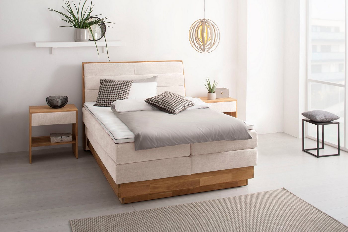 OTTO products Boxspringbett Jenna, ohne LED-Beleuchtung, mit zertifizierten, recycelten Bezugsstoffen von OTTO products