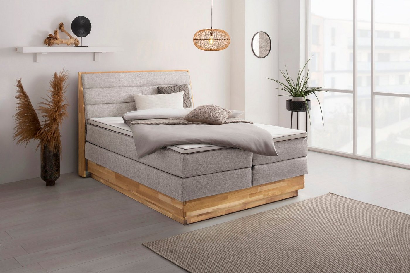 OTTO products Boxspringbett Jenna, ohne LED-Beleuchtung, mit zertifizierten, recycelten Bezugsstoffen von OTTO products