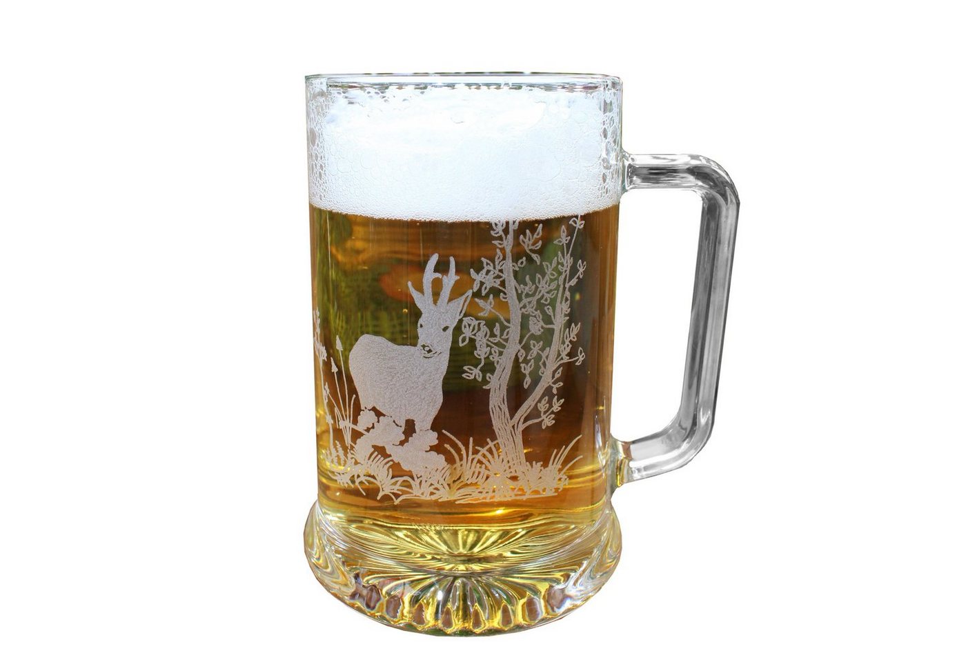 Bierglas, Glas, Gravur Motiv Reh, Bierglas mit Henkel, robustes Glas von OTTO