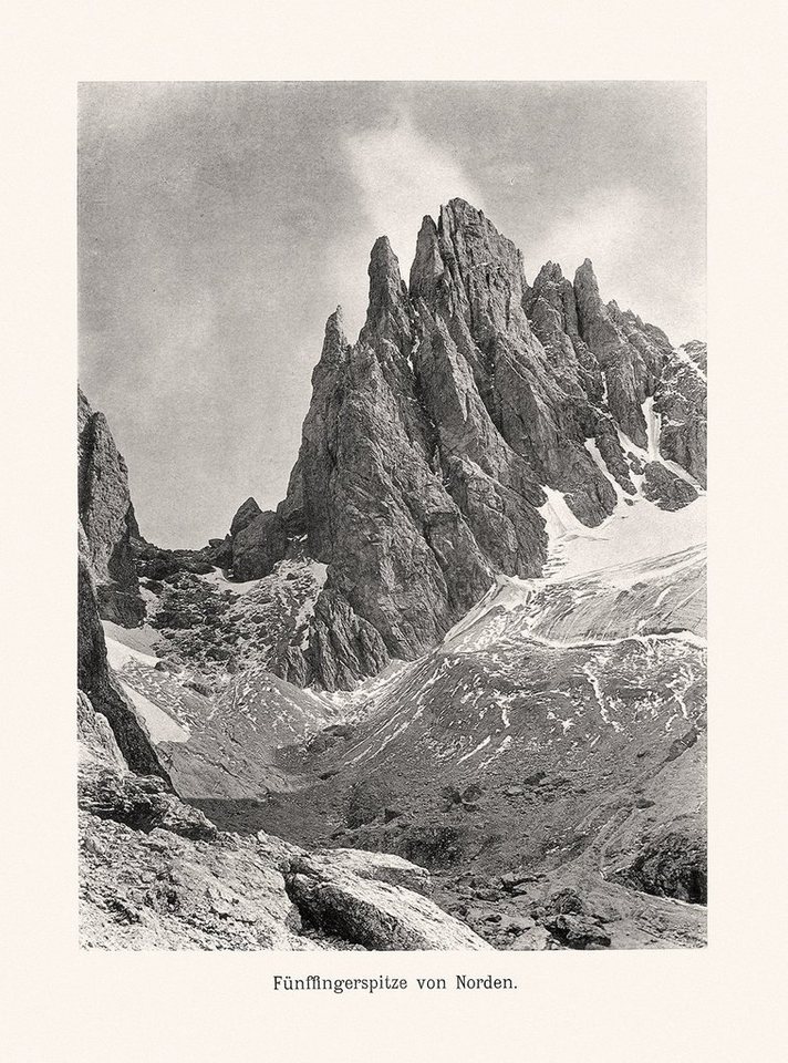 Kunstdruck Fünffingerspitze von Norden Langkofelgruppe Dolomiten Alpen Alpinismus, (1 St) von OTTO