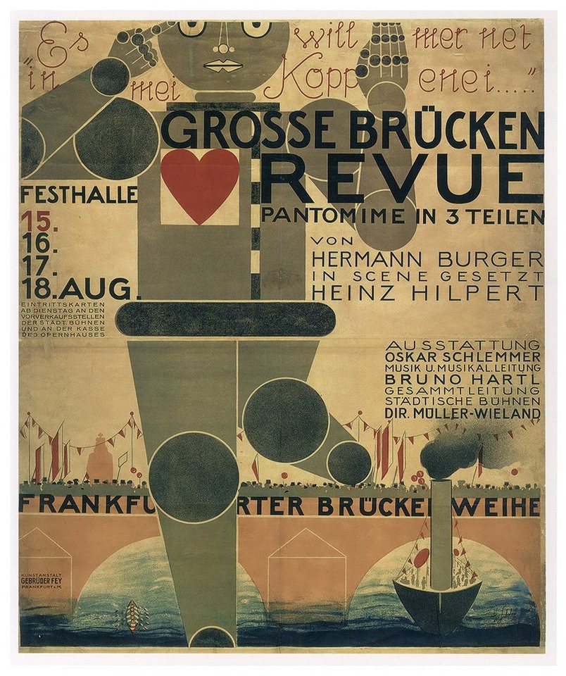 Kunstdruck Grosse Brücken Revue Pantomime Weihe Oskar Schlemmer Kunstdruck Werbun, (1 St) von OTTO