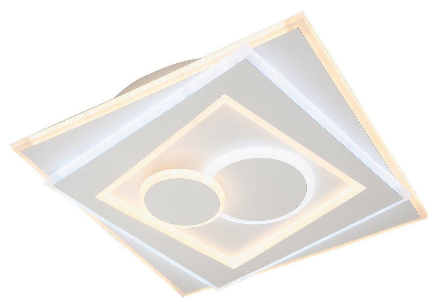 MONDO LED Deckenleuchte STAIRS, 1-flammig, B 53 x T 53 cm, Anpassung der Farbtemperatur, Dimmfunktion, Nachtlichtfunktion, LED fest integriert, Warmweiß, LED Deckenlampe, mit Fernbedienung, Nachtlichtfunktion von MONDO