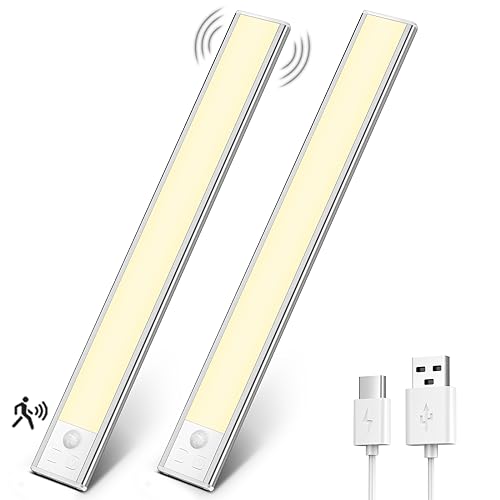 OUILA Led Unterbauleuchte küche Schrankbeleuchtung mit Bewegungsmelder 31cm Ultradünnes dimmbar LED Sensor Licht Aufladbare Kabellose Unterbauleiste Schranklicht Lichtleiste Nachtlampe, Warmes Licht von OUILA