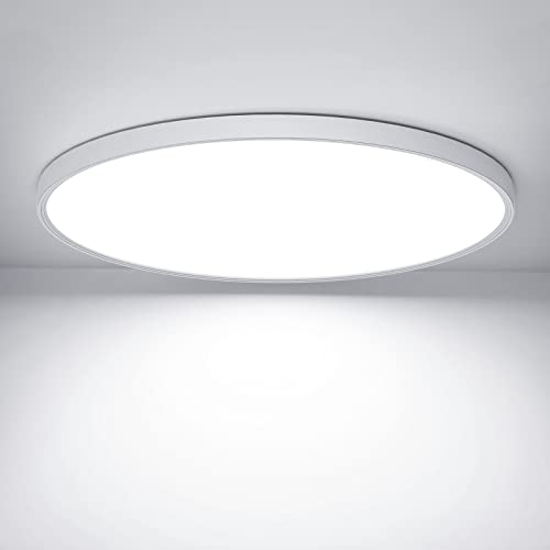 OUILA LED Deckenleuchte Flach Rund - Deckenlampe LED 18W 1600LM 6500K Kaltweiß IP44 Wasserdicht Badezimmer lampe, badlampe decke für Bad Küche Flur Schlafzimmer Keller, Durchmesser 22cm von OUILA