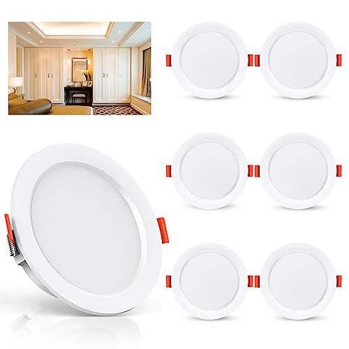 OUILA LED Einbaustrahler 230V 6er Set, LED Spot 5W 500LM IP44 Einbauleuchten Weiß 4000K Led Einbaustrahler Ultra Flach Deckenstrahler Led Spot für Badezimmer Küche Wohnzimmer Korridor von OUILA