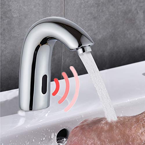 Infrarot Sensor Wasserhahn - Automatisch Mischbatterie,Induktion Badarmatur Waschtisharmatur,Waschbecken Wasserhahn Badezimmer,Einhebelmischer für Kaltwasser Handwaschbecken von OUKANING