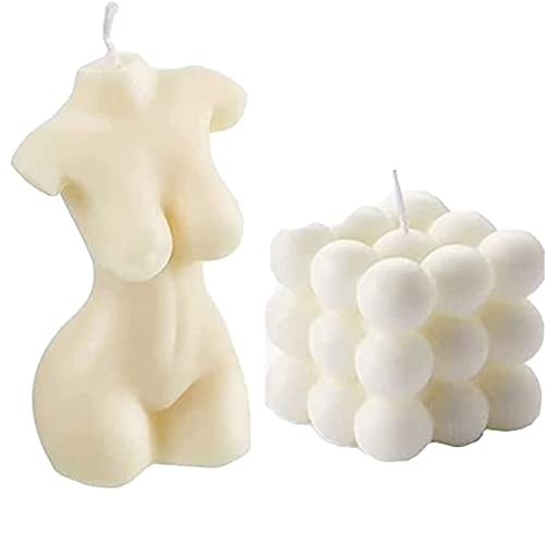 2 Stück Bubble Candle Sojawachs-Duftkerze/handgegossene Duftkerze und weibliche körperförmige Kerze, handgefertigte Kerzendekoration von OUKEYI