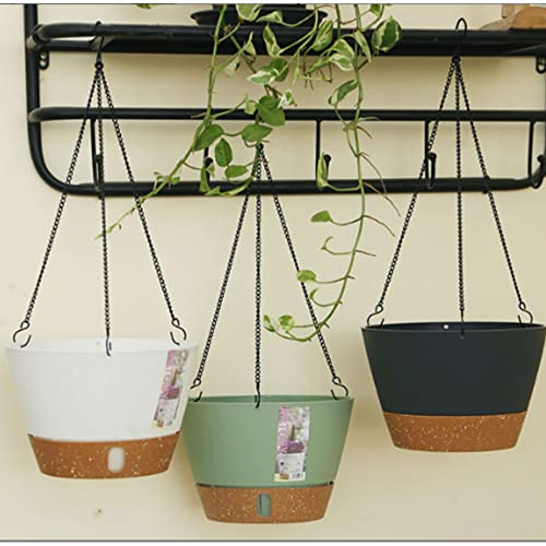 3er-Pack Hängepflanzgefäß-Set, 20,3 cm Innen- und Außenbereich, hängender Blumentopf mit sichtbarem Wasserstand, Ablaufloch, selbstbewässernde Pflanzgefäße mit 3 Haken für Garten und Zuhause von OUKEYI