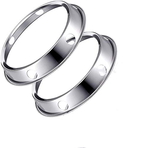Wok-Ringe aus Edelstahl, metallischer runder Boden, 2 Stück, 19,8 cm und 24,9 cm, wendbare Größe, Universalgröße für alle Woks von OUKEYI