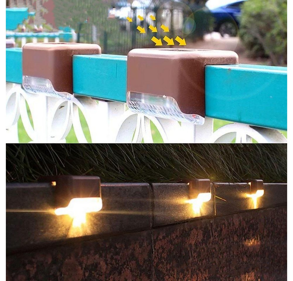 OULENBIYAR LED Solarleuchte Solarlampen für Außen Garten, 4 Stück Solarleuchten Garten Dekoration, LED fest integriert, warmweiß, Wasserdichte LED Solar Wandleuchte Aussen Beleuchtung von OULENBIYAR