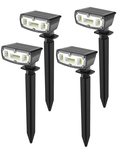 OUSFOT Solarstrahler für Außen, 30LEDs Solarlampen für Außen IP67 Solarleuchten Garten mit 2 Helligkeitsstufe 6800K Kaltweiß Solar Gartenleuchte(4er Pack) von OUSFOT