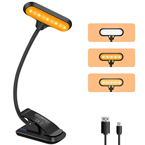 OUSFOT Leselampe Buch Klemme mit 9 LED 3 Helligkeit USB Wiederaufladbar Klemmleuchte 360° Flexibel Led Klemmlampe für Buch Büro Bett Notenständer von OUSFOT