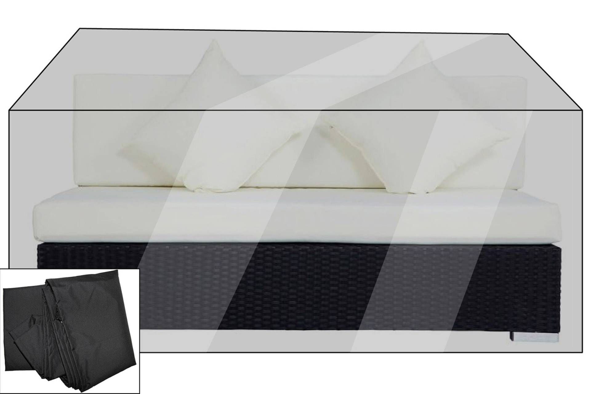 OUTFLEXX Premium Abdeckhaube für theBox 2er-Mittelelement, schwarz, 142x87x68 cm, wasserbeständig von OUTFLEXX