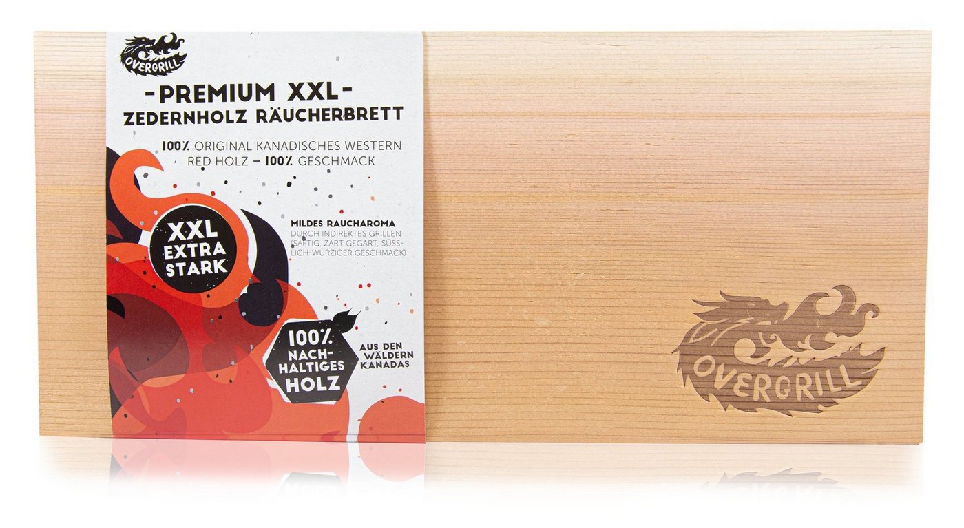 OVERGRILL Grillplatte Premium XXL GRILLBRETT - Zedernholz Räucherbrett, 100% nachhaltiges Holz von OVERGRILL