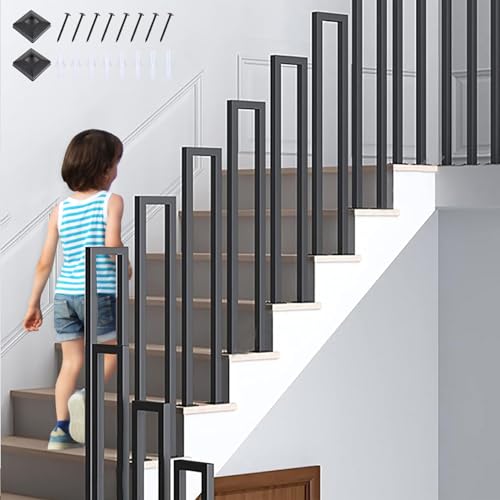 Handlauf Treppe, U-förmiger Geländer Treppe, Treppengeländer Innen mit Schraubensatz, Außen Treppen Handlauf aus Metall, Treppenhandlauf für Dachboden, Veranda (100cm, Schwarz) von OVLRIJP