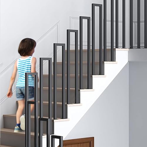 Handlauf Treppe, U-förmiger Geländer Treppe, Treppengeländer Innen mit Schraubensatz, Außen Treppen Handlauf aus Metall, Treppenhandlauf für Dachboden, Veranda (75cm, Schwarz) von OVLRIJP