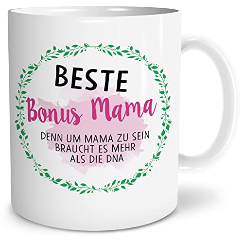 OWLBOOK® Geschenke für Bonus Mama Tasse | Tasse mit Spruch | Stiefmama Geschenke Geschenkideen für Bonusmama Stiefmama zum Geburtstag Muttertag | Medaille | Keramik 300 ml von OWLBOOK