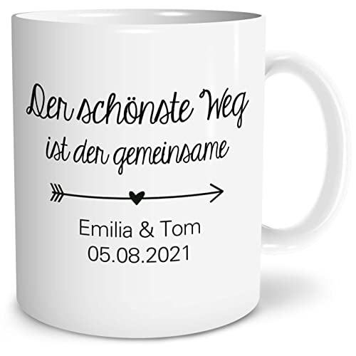 OWLBOOK® Personalisierte Geschenke Der schönste Weg Tasse Geschenke für Frauen Männer Geschenkideen Freundin Ehefrau Partner zum Geburtstag Valentinstag Jahrestag Weihnachten Keramik 300 ml von OWLBOOK