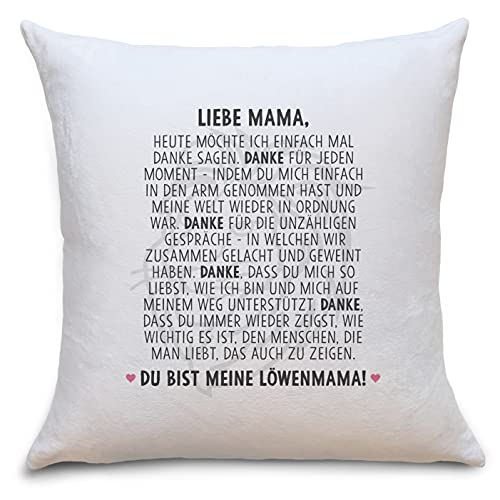 OWLBOOK® Muttertagsgeschenk | Muttertagsgeschenke für Mama | Löwenmama Flauschiges Kissen Geschenke Geschenkideen für Mama zum Muttertag Zierkissen mit Füllung von OWLBOOK