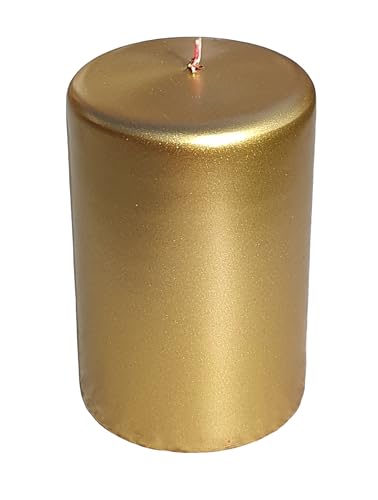 1 Gala Mythical Winter Stumpenkerze - Gold in Geschenkverpackung - 1 Stück - 12 x 8 cm - Dekorative Kerze - Lange Brenndauer - Unparfümiert - Natürliches Pflanzenwachs - Haushaltskerze von Oberle