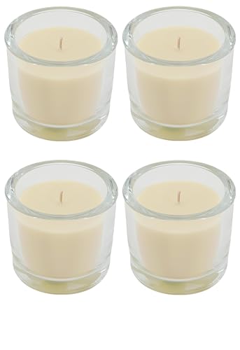 4 Stück GALA Candle Kerzen im Glas – Minnesota - weiss – Kerzen - Glaskerze - lange Brenndauer – Haushaltskerzen - ohne Duft - Whisky Gläser von Oberle
