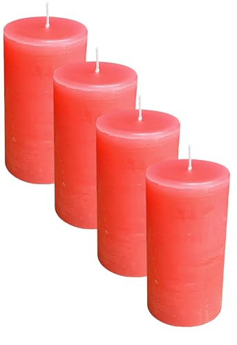 Gala Rustik Stumpenkerzen - Altrosa - 4 Stück - 80 x 150 mm - Dekorative Haushalts Kerzen - Lange Brenndauer - Unparfümiert - Natürliches Pflanzenwachs - Adventskranz von Oberle