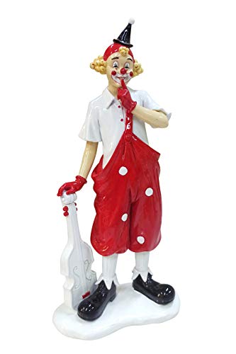 Oberle Dekofigur Musik Clown mit Geige rot weiß 25 cm Figur Karneval Köln Harlekin von Oberle