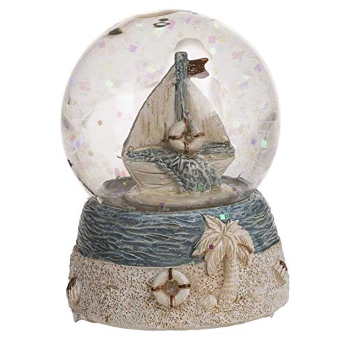 Schüttelkugel Maritim Boot, (H x B): 6 x 5 cm, Material: Polyresin + Glas, Glitzerkugel/Schneekugel, Dekofigur für Schreibtisch & Co., Mitbringsel und Geschenk mit Urlaubs-Feeling von Objektkult