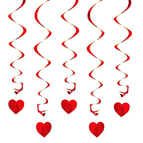 Oblique-Unique® Deckenhänger Spiral Girlanden mit Herzen - Farbe wählbar (Rot) von Oblique Unique