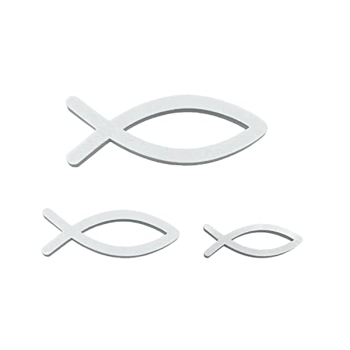 Oblique Unique® Deko Fisch 3er Set Fische aus Holz Holzfische - Tisch Dekoration für Taufe Kommunion Konfirmation Deko Taufdeko (Weiß) von Oblique Unique