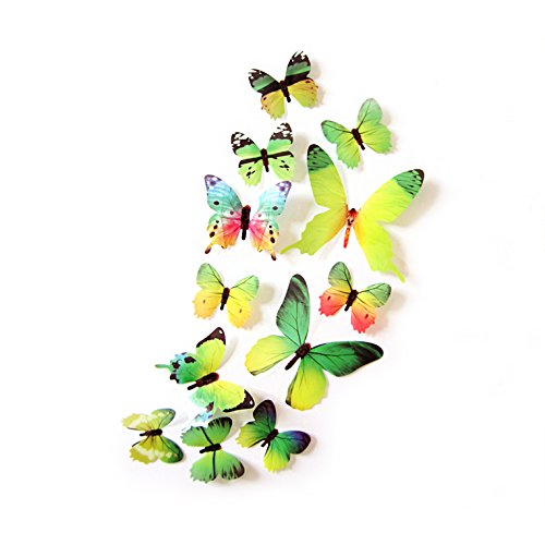 Oblique Unique® Deko Schmetterlinge 12er Set - wunderschöne farbenfrohe Dekoration - Wandtattoo (Grün) von Oblique Unique