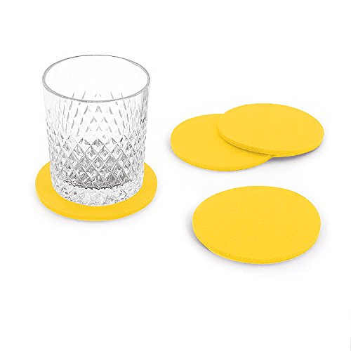 Oblique-Unique® Filzuntersetzer rund 4er Pack für Tisch und Bar - Glasuntersetzer Untersetzer aus Filz (Gelb) von Oblique Unique