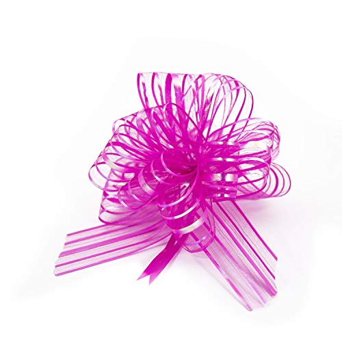 Oblique Unique® Geschenk Schleife mit Geschenkband Glänzend für Geschenke Tüten Zuckertüten zum Basteln Dekorieren Verzieren 15 x 18cm - wählbar (Pink) von Oblique Unique