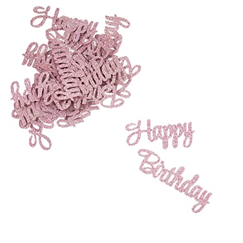 Oblique Unique® Konfetti Set Happy Birthday - 12x Happy + 12x Birthday - Tisch Deko für Geburtstag Kindergeburtstag Mädchen in Rosa mit Glitzereffekt von Oblique Unique