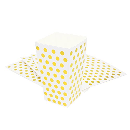 Oblique-Unique® Popcorn Snack Box Schachtel Tüten 8 Stück Tisch Dekoration (Weiß Goldpunkte) von Oblique Unique