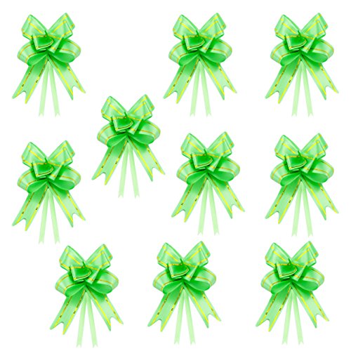 Oblique-Unique® 10 Geschenkschleifen mit Geschenkbändern für Geschenke und Zuckertüten - Farben und Größe wählbar (Hellgrün 10x7cm) von Oblique Unique