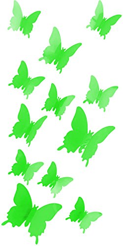 Oblique Unique 3D Schmetterlinge Blumen 12er Set Dekoration Wandtattoo (Basic (neon grün)) von Oblique Unique