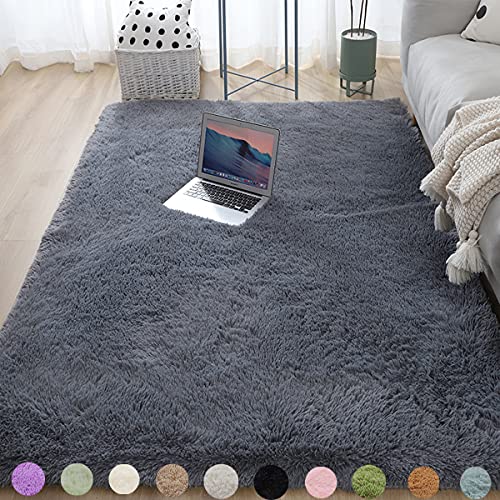 Obundi FlauschigeTeppich Komfortabler Hochflor Shaggy Langflor Teppich mit Akzent im Kinderzimmer (Grau,80×120 cm) von Obundi