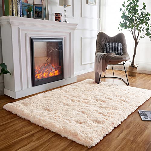 Obundi Relax Moderner Flauschiger Teppich, Anti-Rutsch Unterseite, Waschbar, Super Soft (Beige,90×160 cm) von Obundi