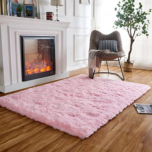 Obundi Weicher Flauschiger Teppich Anti-Rutsch Wohnzimmer Bodenteppich Gemütlich für den Winter(Rosa,90×160 cm von Obundi