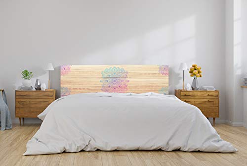 Oedim Kopfteil Bett PVC Imitation Holz Mandala 115 x 100 cm, Kunststoff, Farben, 115X60CM von Oedim