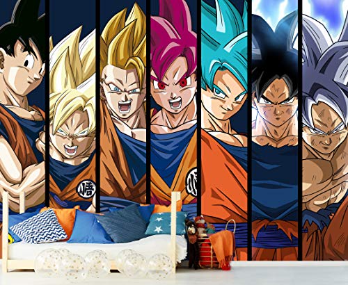 Wandtapete aus Vinyl und Tapete Dragon Ball Super Formas Goku Offizielles Produkt | verschiedene Größen | Fototapete für Wände | Originalprodukt | Heimdekoration | DBS 150 x 100 cm von Oedim